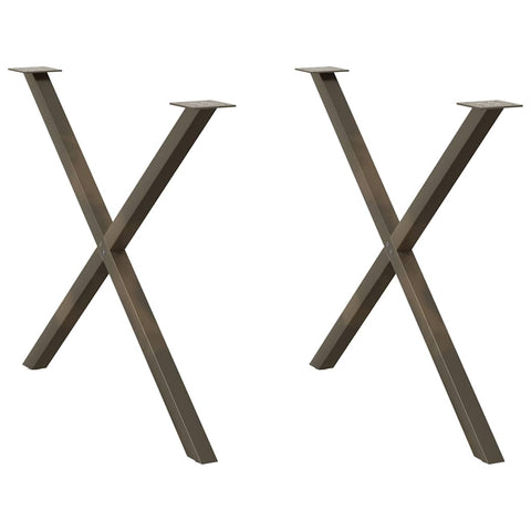 vidaXL Dining Table Legs X-Shaped 2 pcs Natural Steel 90x(72-73) cm Steel