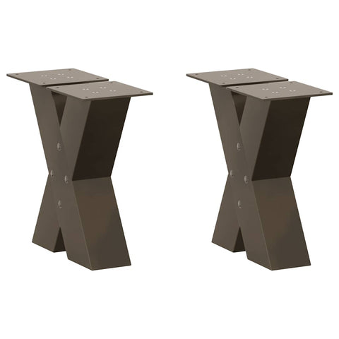vidaXL Coffee Table Legs X-Shaped 2 pcs Natural Steel 30x(30-31) cm Steel