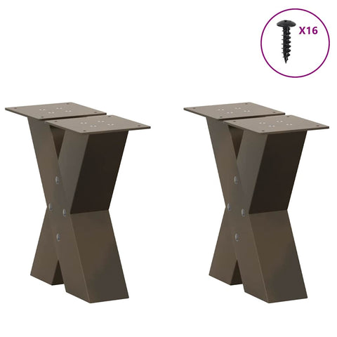 vidaXL Coffee Table Legs X-Shaped 2 pcs Natural Steel 30x(30-31) cm Steel