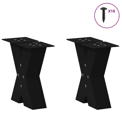 vidaXL Coffee Table Legs X-Shaped 2 pcs Black 40x(30-31) cm Steel