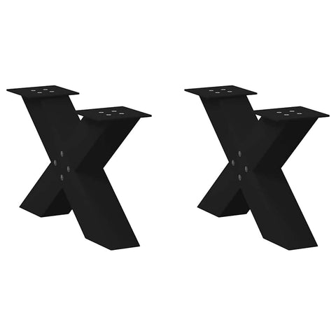 vidaXL Coffee Table Legs X-Shaped 2 pcs Black 60x(30-31) cm Steel