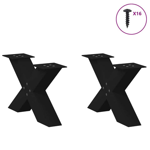vidaXL Coffee Table Legs X-Shaped 2 pcs Black 60x(30-31) cm Steel