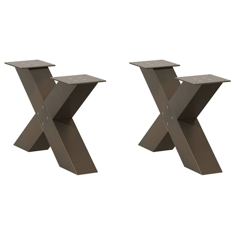 vidaXL Coffee Table Legs X-Shaped 2 pcs Natural Steel 60x(30-31) cm Steel