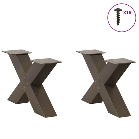 vidaXL Coffee Table Legs X-Shaped 2 pcs Natural Steel 60x(30-31) cm Steel