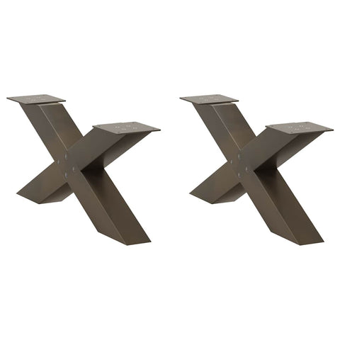 vidaXL Coffee Table Legs X-Shaped 2 pcs Natural Steel 70x(30-31) cm Steel