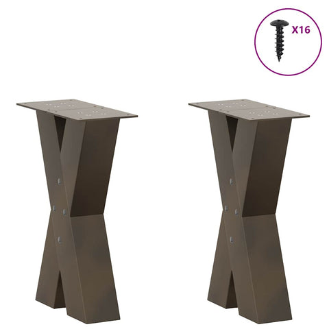 vidaXL Coffee Table Legs X-Shaped 2 pcs Natural Steel 28x(42-43) cm Steel