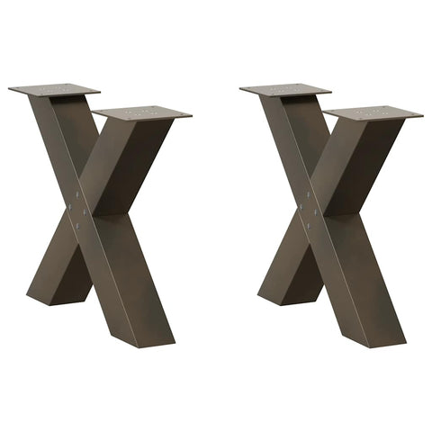 vidaXL Coffee Table Legs X-Shaped 2 pcs Natural Steel 50x(42-43) cm Steel