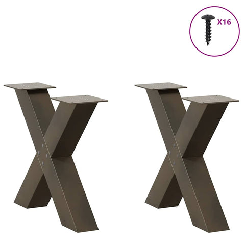 vidaXL Coffee Table Legs X-Shaped 2 pcs Natural Steel 50x(42-43) cm Steel