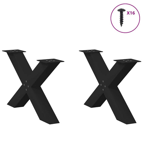 vidaXL Coffee Table Legs X-Shaped 2 pcs Black 70x(42-43) cm Steel