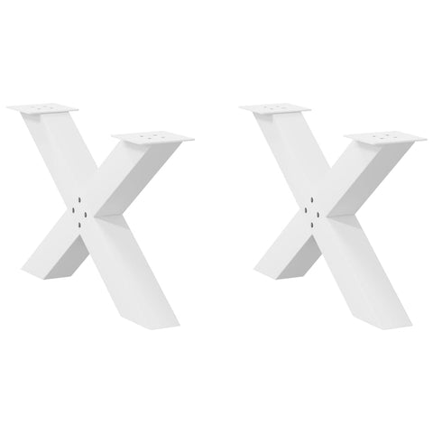 vidaXL Coffee Table Legs X-Shaped 2 pcs White 70x(42-43) cm Steel
