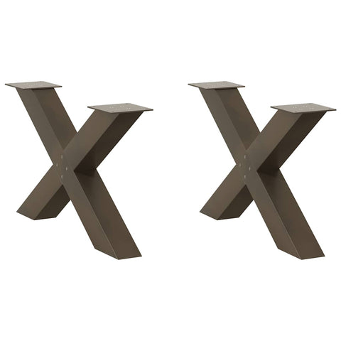vidaXL Coffee Table Legs X-Shaped 2 pcs Natural Steel 70x(42-43) cm Steel