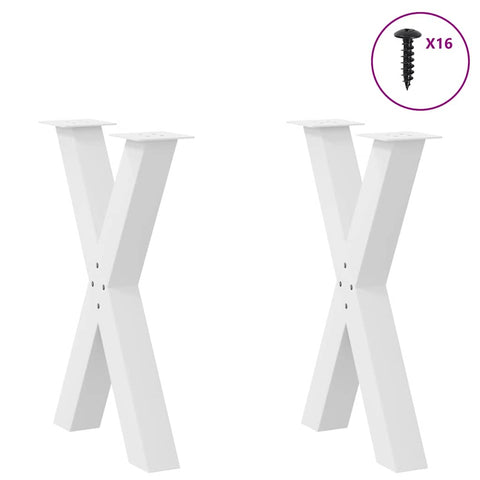 vidaXL Dining Table Legs X-Shaped 2 pcs White 60x(72-73) cm Steel