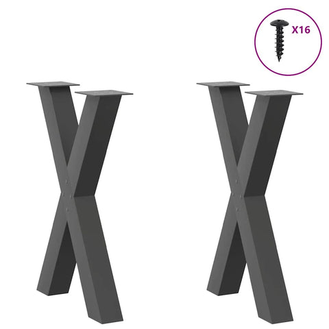 vidaXL Dining Table Legs X-Shaped 2 pcs Anthracite 60x(72-73) cm Steel