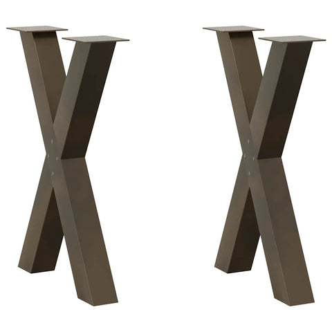 vidaXL Dining Table Legs X-Shaped 2 pcs Natural Steel 60x(72-73) cm Steel