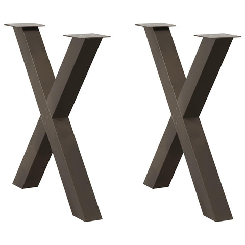 vidaXL Dining Table Legs X-Shaped 2 pcs Natural Steel 70x(72-73) cm Steel