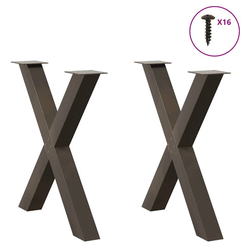 vidaXL Dining Table Legs X-Shaped 2 pcs Natural Steel 70x(72-73) cm Steel