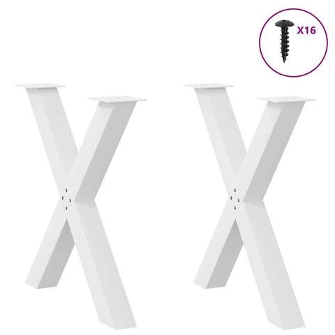 vidaXL Dining Table Legs X-Shaped 2 pcs White 80x(72-73) cm Steel