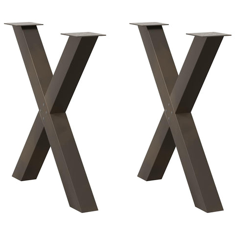vidaXL Dining Table Legs X-Shaped 2 pcs Natural Steel 80x(72-73) cm Steel