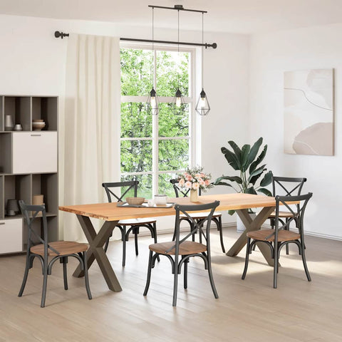 vidaXL Dining Table Legs X-Shaped 2 pcs Natural Steel 90x(72-73) cm Steel