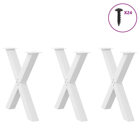 vidaXL Dining Table Legs X-Shaped 3 pcs White 70x(72-73) cm Steel