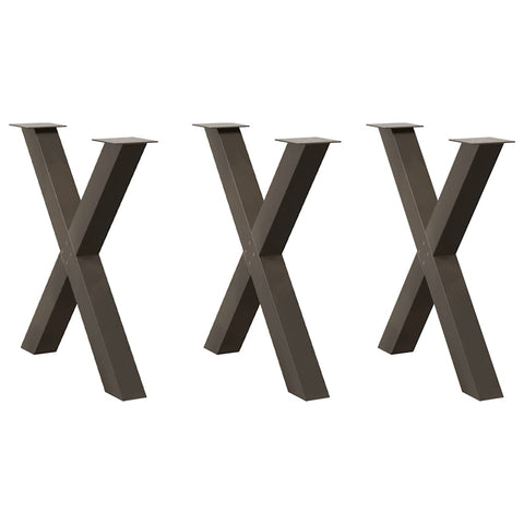 vidaXL Dining Table Legs X-Shaped 3 pcs Natural Steel 70x(72-73) cm Steel