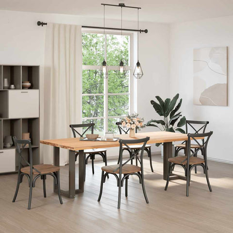 vidaXL Dining Table Legs T-Shaped 2 pcs Natural Steel 50x35x(72-73) cm Steel