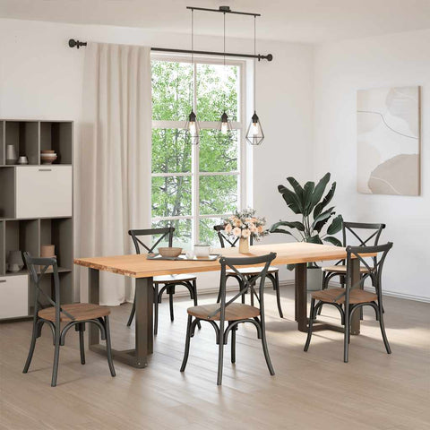 vidaXL Dining Table Legs T-Shaped 2 pcs Natural Steel 70x35x(72-73) cm Steel