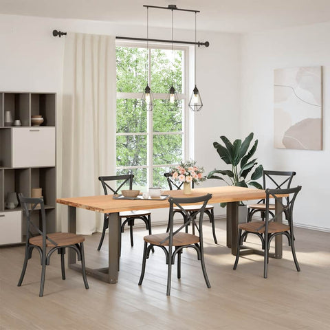 vidaXL Dining Table Legs T-Shaped 2 pcs Natural Steel 90x35x(72-73) cm Steel