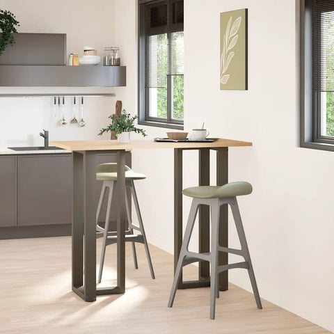 vidaXL Bar Table Legs T-Shaped 2 pcs Natural Steel 40x35x(110-111) cm Steel
