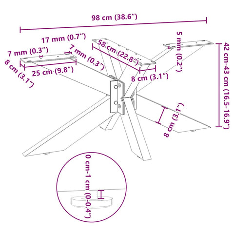 vidaXL Coffee Table Leg Spider Shape White 98x58x(42-43) cm Steel