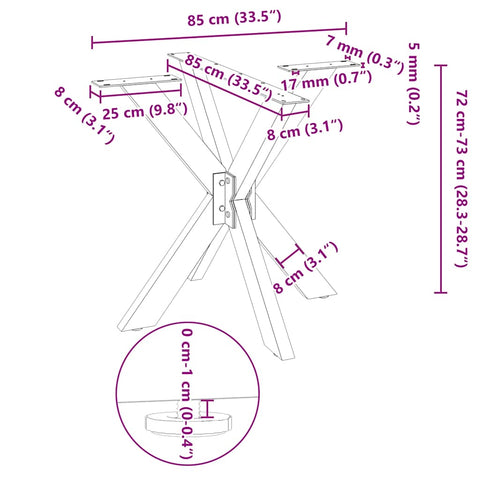 vidaXL Dining Table Leg Spider Shape Black 85x85x(72-73) cm Steel