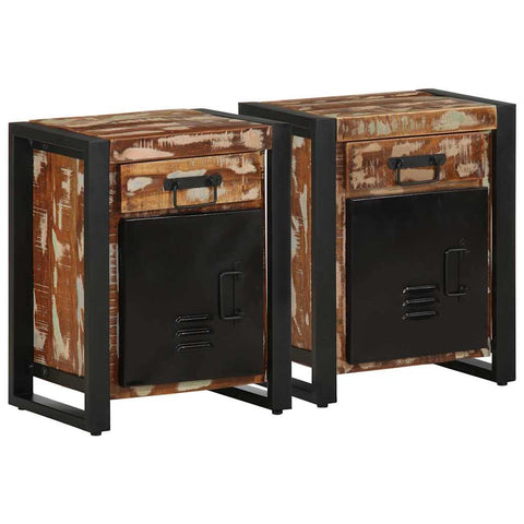 vidaXL Bedside Cabinets 2 pcs Multicolour Solid Rough Wood Mango