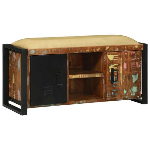vidaXL Bench Cabinet Multicolour 100 x 35 x 50 cm Solid Reclaim wood