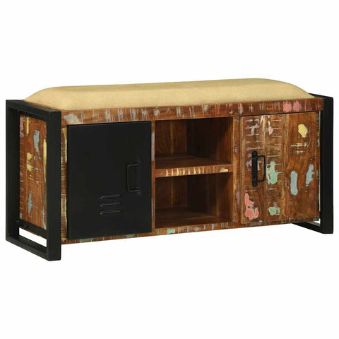vidaXL Bench Cabinet Multicolour 100 x 35 x 50 cm Solid Reclaim wood