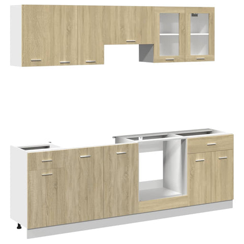 vidaXL 8 Piece Kitchen Cabinet Set Lyon  Sonoma Oak Engineered Wood