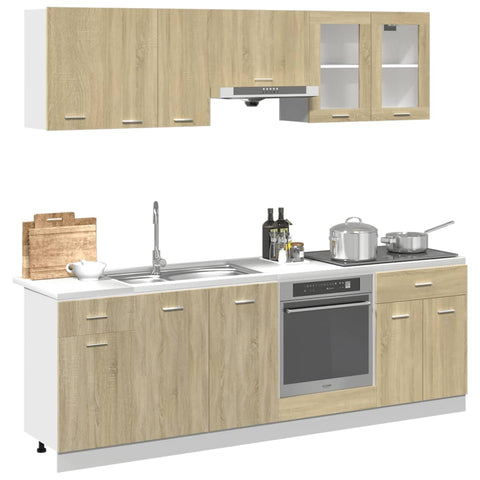 vidaXL 8 Piece Kitchen Cabinet Set Lyon  Sonoma Oak Engineered Wood