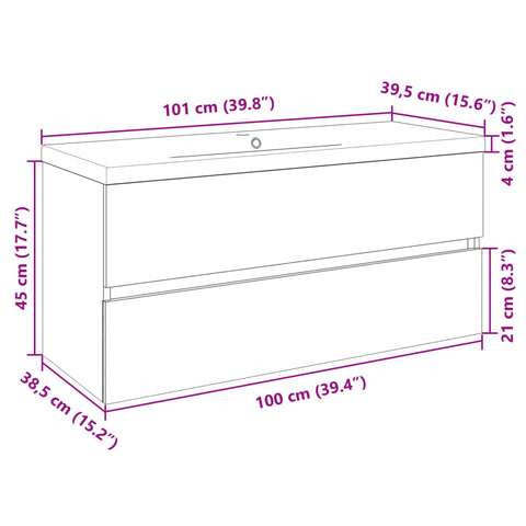 vidaXL 2 Piece Bathroom Furniture Set Ceramic and Engineered Wood