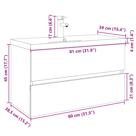 vidaXL 2 Piece Bathroom Furniture Set Ceramic and Engineered Wood