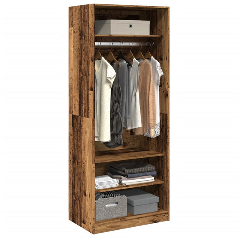vidaXL Wardrobe Old Wood 80x50x200 cm Engineered Wood