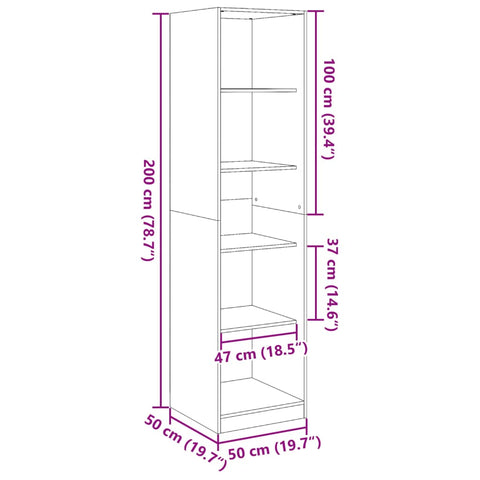 vidaXL Wardrobe Artisian Oak 50x50x200 cm Engineered Wood