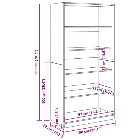 vidaXL Wardrobe Artisian Oak 100x50x200 cm Engineered Wood