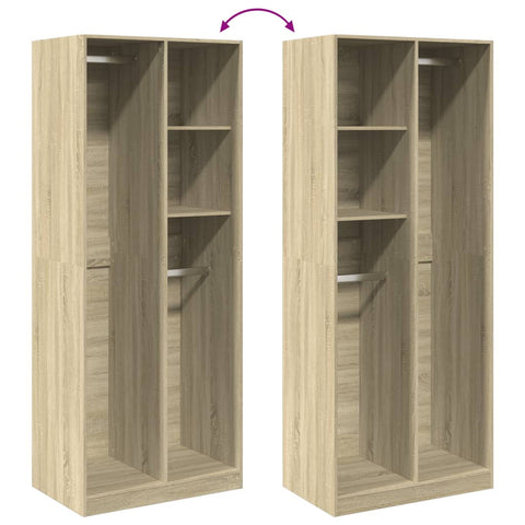vidaXL Wardrobe Sonoma Oak 80x50x200 cm Engineered Wood