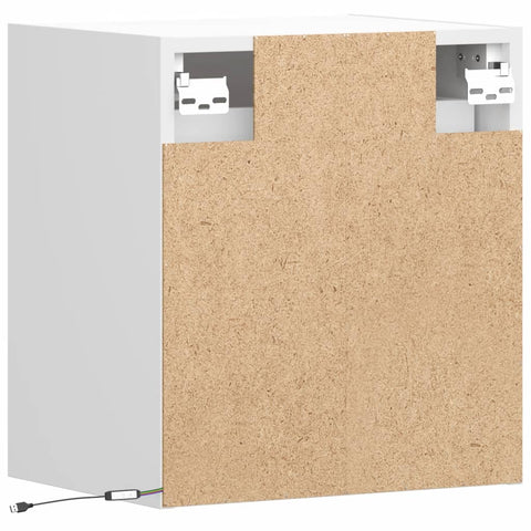 vidaXL Wall-mounted Bedside Cabinets with LED Lights 2 pcs White