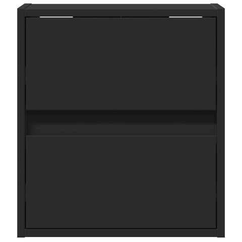 vidaXL Wall-mounted Bedside Cabinets with LED Lights 2 pcs Black