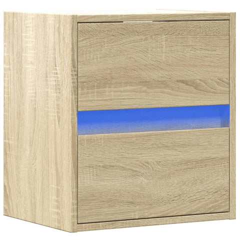vidaXL Wall-mounted Bedside Cabinet with LED Lights Sonoma Oak