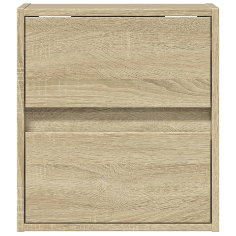 vidaXL Wall-mounted Bedside Cabinet with LED Lights Sonoma Oak