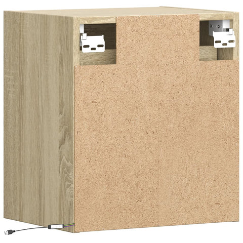 vidaXL Wall-mounted Bedside Cabinets with LED Lights 2 pcs Sonoma Oak