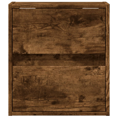vidaXL Wall-mounted Bedside Cabinet with LED Lights Smoked Oak