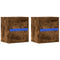 vidaXL Wall-mounted Bedside Cabinets with LED Lights 2 pcs Smoked Oak