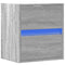 vidaXL Wall-mounted Bedside Cabinet with LED Lights Grey Sonoma